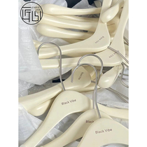 Clothing store clothes hanger for womens clothing solid wood clothes hanger high-grade matte non-slip support milky white beech wood seamless trouser clip