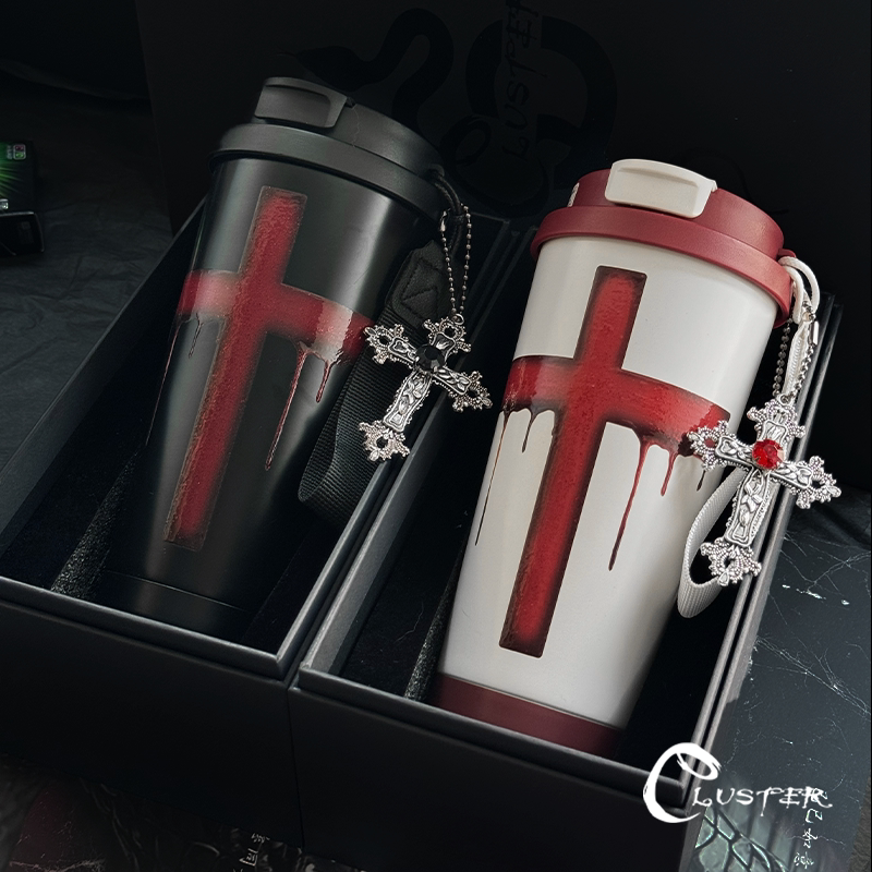 Blood Cross Portable Cup|Cluster Original Design Dark Gothic Handmade Insulated Cup Niche Gift Blood Cross Portable Cup|Cluster Original Design Dark Gothic Handmade Insulated Cup Niche Gift
