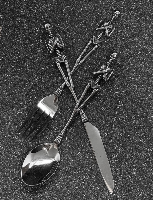 Skull Cutlery｜Dark Punk Aesthetic Niche Retro Stainless Steel Skull Fork and Spoon Cutlery Set