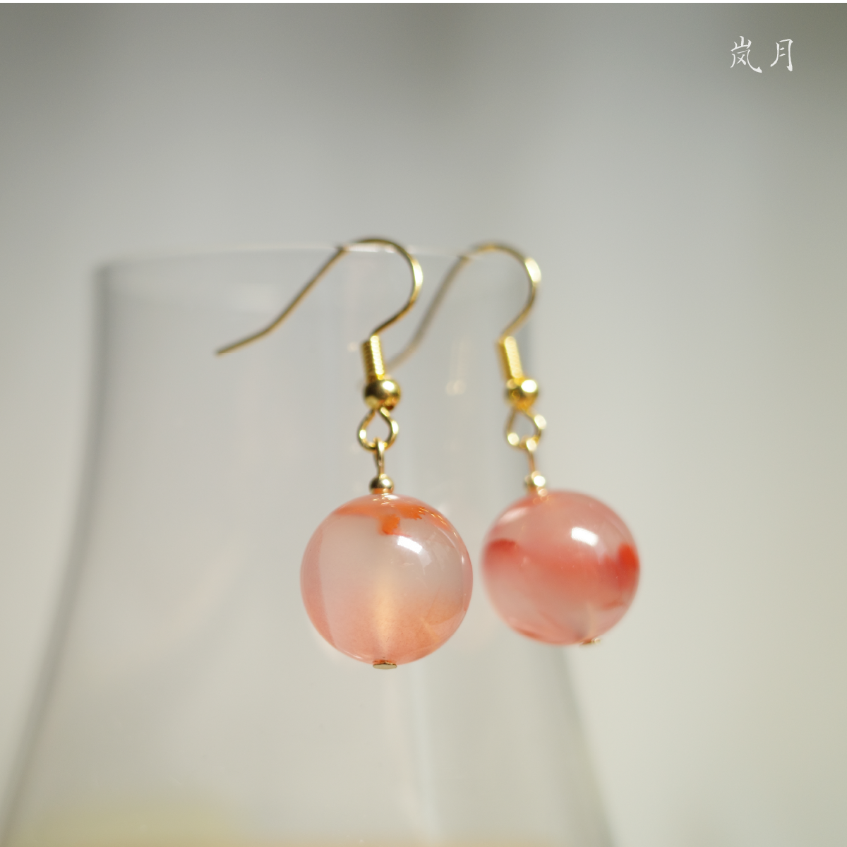 Серьги 天然南红玛瑙荔枝冻耳环新款耳钉纯银复古耳饰古风耳坠母亲节礼物