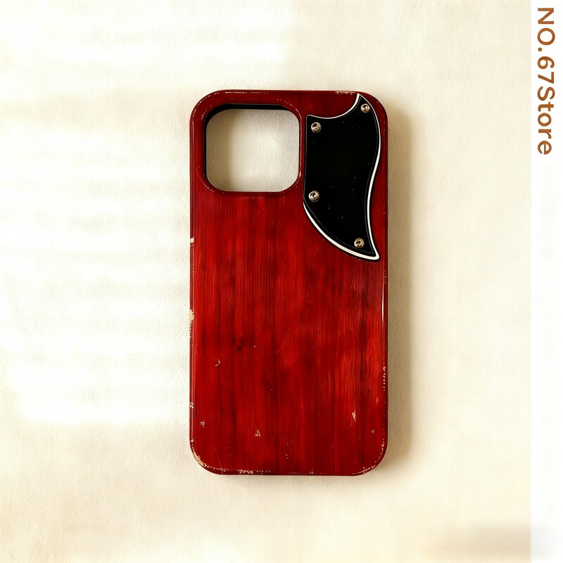 [Store No. 67] Gibson Sg Cherry Red Vintage Electric Guitar Silicone Phone Case, Solid Wood Nitrocellulose Paint, Vintage Rock Style, Suitable for All Apple iPhone Series, Full Protection Anti-Drop Case