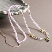 New Chinese style pink agate chalcedony beads universal necklace rope women versatile niche summer clavicle necklace jewelry wholesale