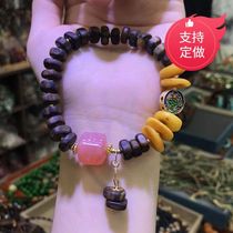 Pengsen Jewelry Winter Dala Dry Agarwood Bracelet Natural Beeswax Cake Salt Source Agate Toy Accessories Wholesale for Women