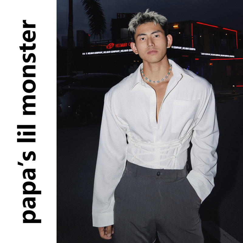 Papaslilmonster【Original】American Retro Lace-Up High-End Design Casual Long-Sleeve Shirt Papaslilmonster【Original】American Retro Lace-Up High-End Design Casual Long-Sleeve Shirt