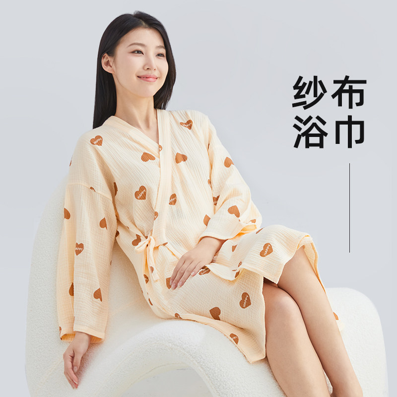 纯棉纱布浴巾女可穿裹全身吸水速干成人洗澡浴衣裙夏薄高级2026新