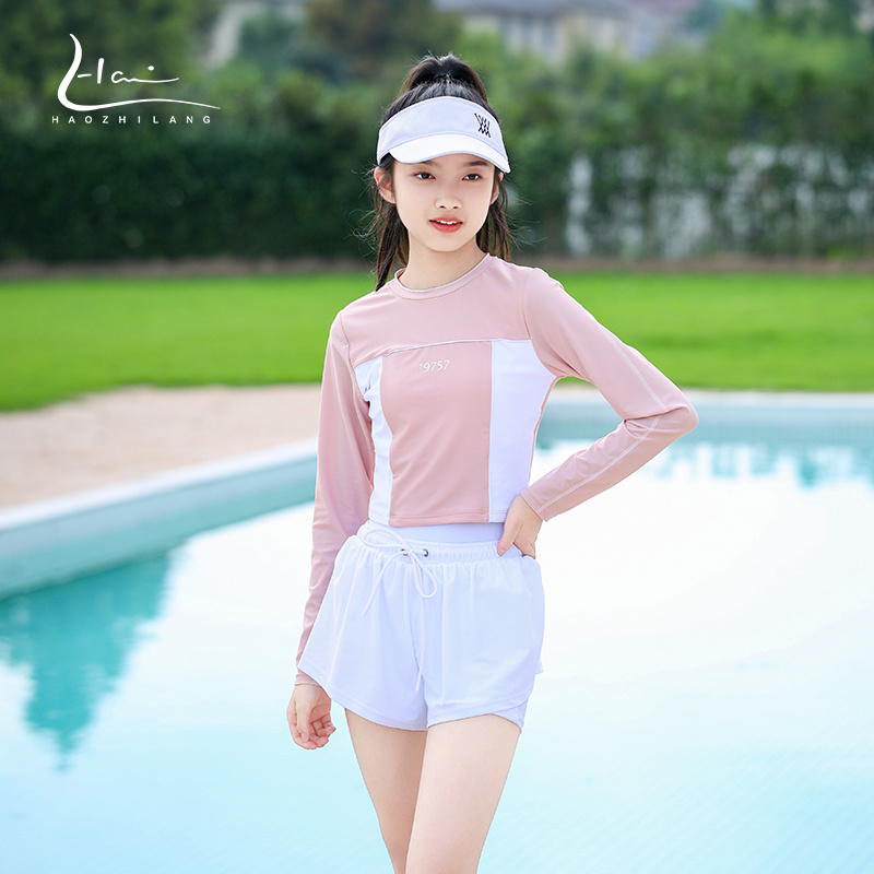 Hao Wave Split Swimsuit 2023 New CUHK Younggirl Junior High School High School Students Sports Casual Spa Swimsuit