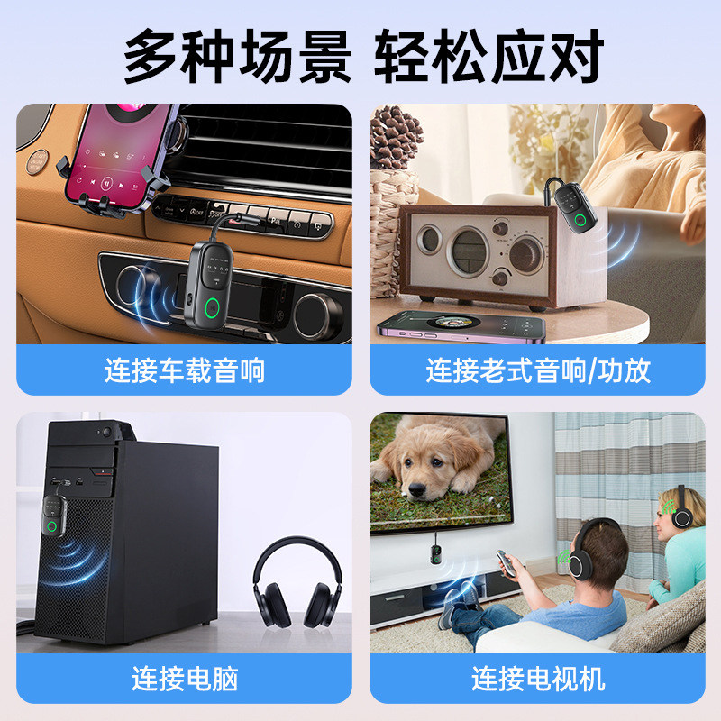Bluetooth Receiver and Transmitter Aux Car Audio Adapter Cable 3.5 Suitable for Tv, Computer, Speakers, Airplane Wireless Headphones