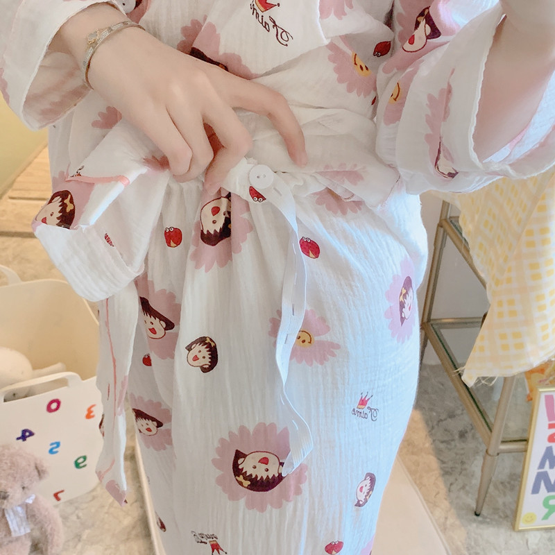 全棉纯棉月子服夏季薄款产后哺乳4月份5孕妇睡衣女产妇全棉两件套 — 16