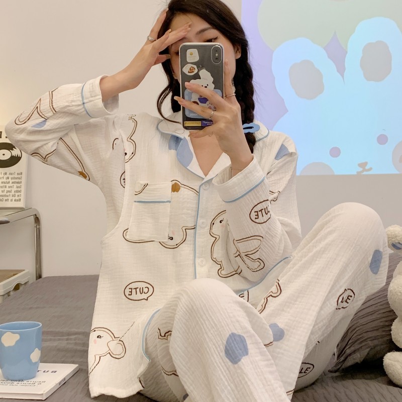 全棉纯棉月子服夏季薄款产后哺乳4月份5孕妇睡衣女产妇全棉两件套 — 40