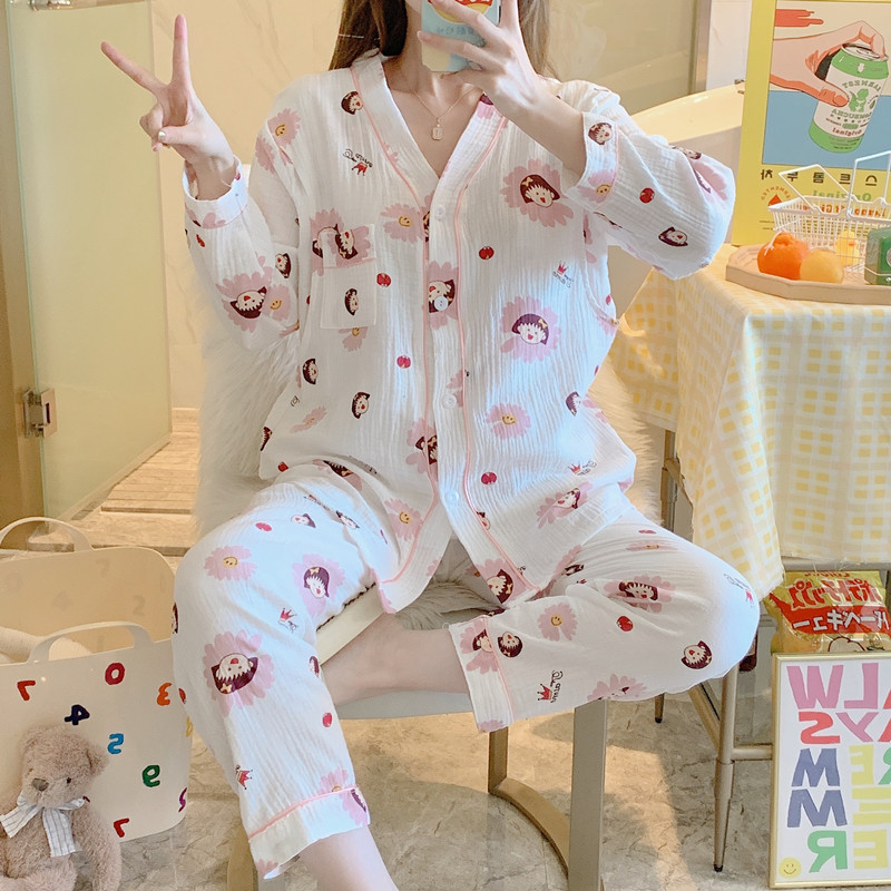 全棉纯棉月子服夏季薄款产后哺乳4月份5孕妇睡衣女产妇全棉两件套 — 18