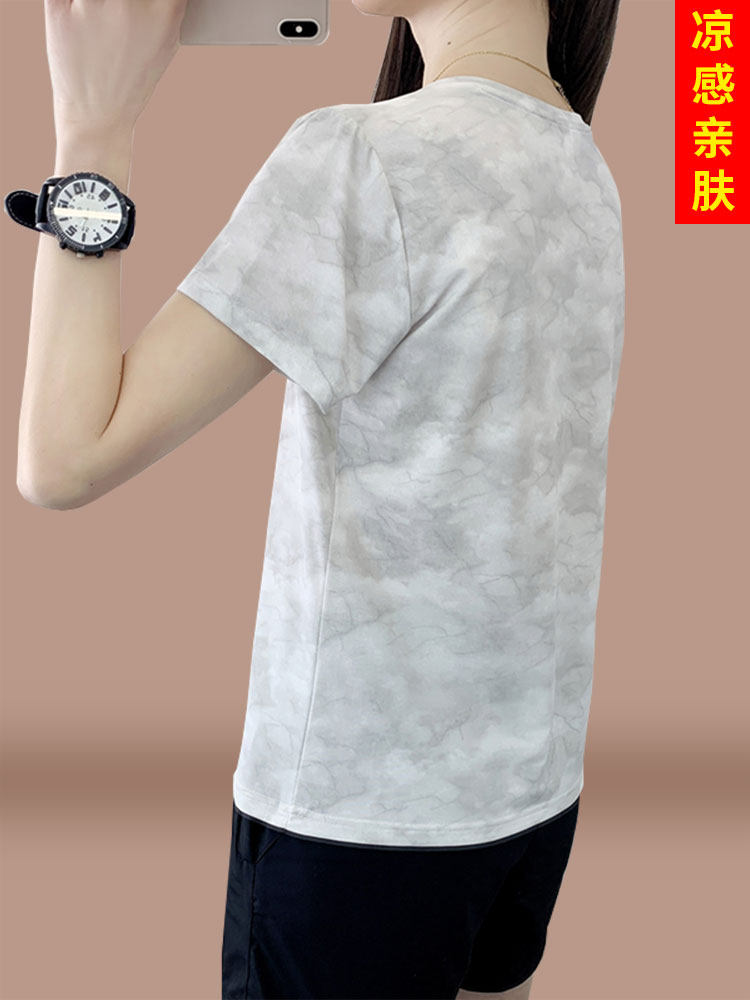 Ice Silk Quick-Drying Short-Sleeved T-Shirt for Women, Thin 2025 New Summer Loose and Cool Casual Round-Neck Sports Top
