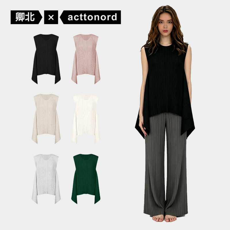 Qingbei丨 Pleated Sleeveless Vest for Outerwear, Stylish Women's Beetle Series, Light Luxury, Versatile, Loose Fit Jk511 Qingbei丨 Pleated Sleeveless Vest for Outerwear, Stylish Women's Beetle Series, Light Luxury, Versatile, Loose Fit Jk511