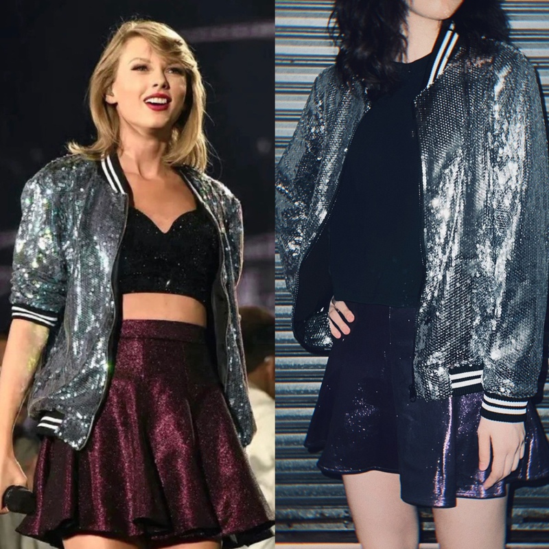 Taylor Taylor Taylor's Same Style Jacket 1989 Sequin Zipper Jacket Swift Concert Performance Sequin Baseball Uniform