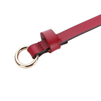 Japanese FC Korean style knotted genuine leather thin belt for women simple and versatile dress decorated with cowhide round buckle and small leather