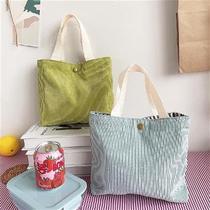 Portable Corduroy Lunch Bags Insulated Thermal Food Storage