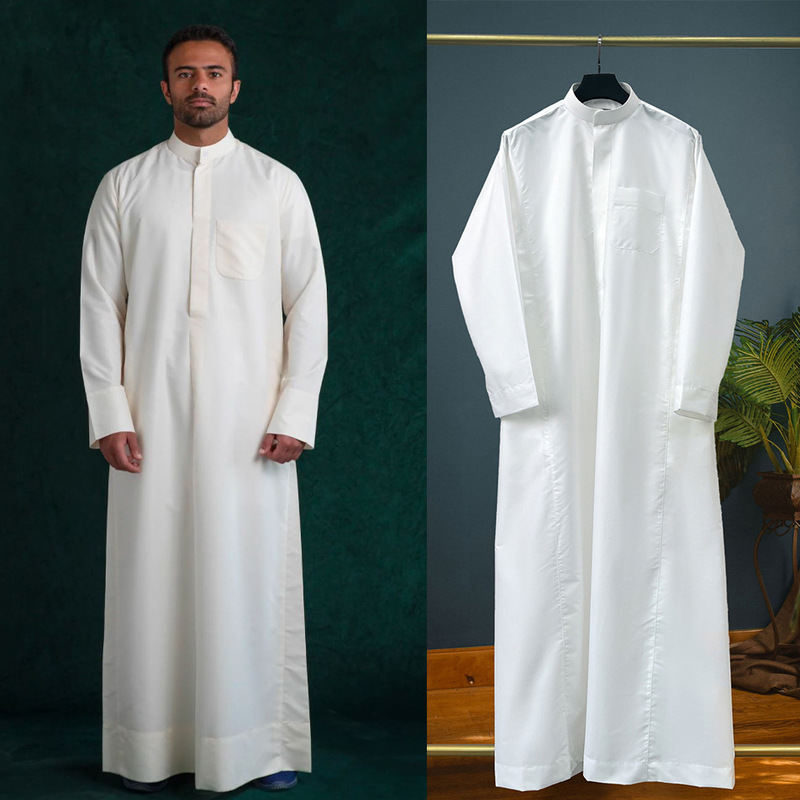 Men's Traditional White Robe Thobe, Loose, Breathable, Skin-Friendly, Ethnic Style Daily Dress 2026