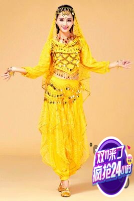 Belly Leather Dance Play Out Suit Clothing Performance Suit 2019 Indian Dance Performance New Long Sleeve Dance Suit Woman