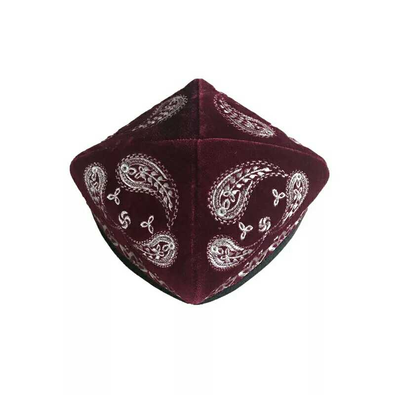 Xinjiang ethnic dance hat adult male section Uyghur ethnic group performance performance flower hat Four corners embroidered with floral headwear clothing