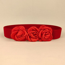 Japan FC’s new flower wide belt waistband with versatile decorative large flowers women’s elastic wide belt waist decoration performance