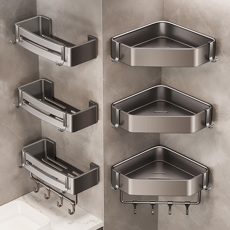 German Bathroom Storage Rack, No-Drill Corner Basket for Shower Room, Toilet Corner Storage, Washbasin Shelf