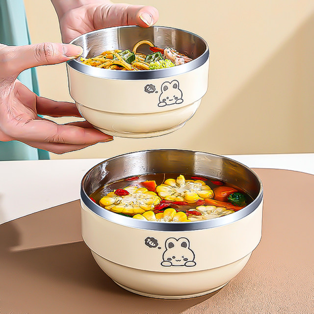 Thickened double-layer thermally insulated stainless steel bowl