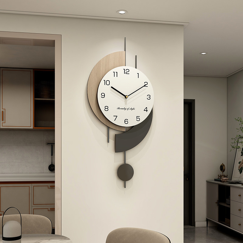Log Cream Wind room hanging bell 2023 new net red clock modern minimalist clocks Home Punch Free Hanging Watch-Taobao