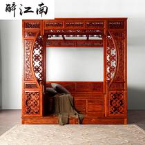 New Chinese style mahogany solid wood Ming and Qing imitation classical Jinhuali Qiangong step-by-step bed moon hole shelf bed double manufacturer