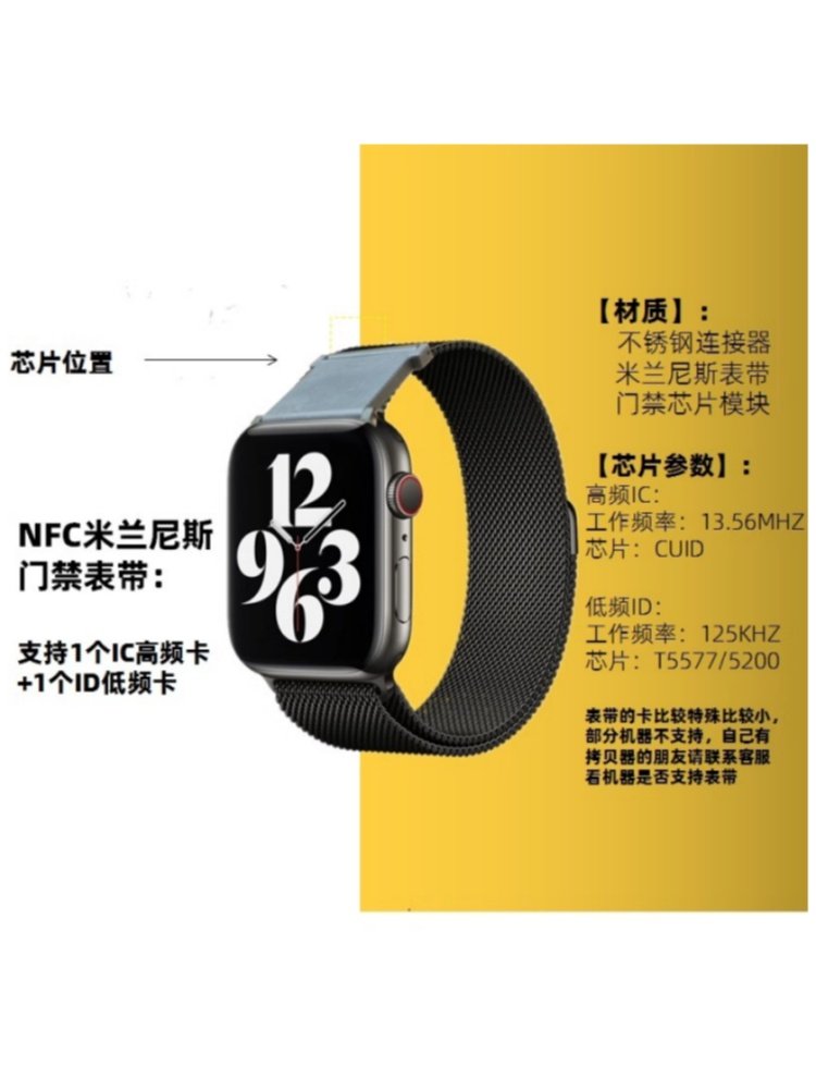Suitable for iWatch Apple Watch Nfc Milanese Stainless Steel Metal Access Card Strap Ic Id Campus