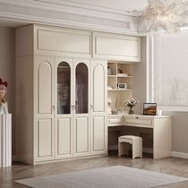 French wardrobe desk integrated household simple corner childrens bedroom wardrobe conjoined bookcase study table