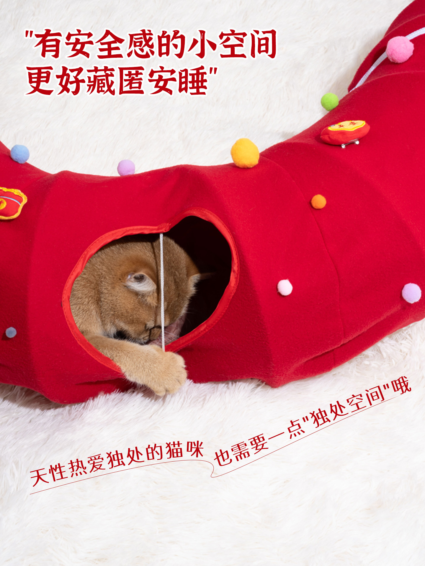 New Year Limited Edition | Cat Tunnel Cat House Enclosed Cat Tunnel Hideaway Foldable Cat Toy Gift for All Seasons