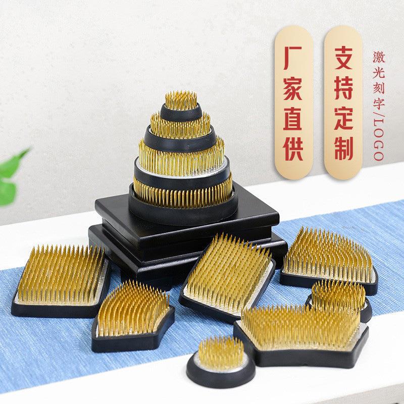 Sword Hills Bronze Needle Flower Arrangement Round Matching Rubber Sleeve Small Original Flow Pool Workshop Grass Moon Flow Chinese Flower Arrangement Fixed God Instrumental-Taobao