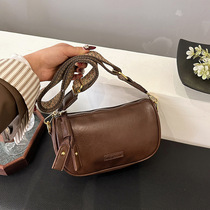 Retro bag for women 224 new trendy European and American single shoulder small square bag with wide shoulder strap PU fashion niche crossbody bag for women