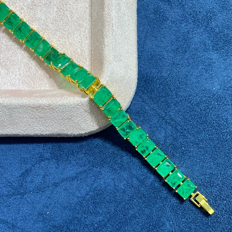 Paraiba Emerald Bracelet for Men and Women, Light Luxury, Niche, Exquisite, High-End, Elegant, Versatile and Fashionable Jewelry