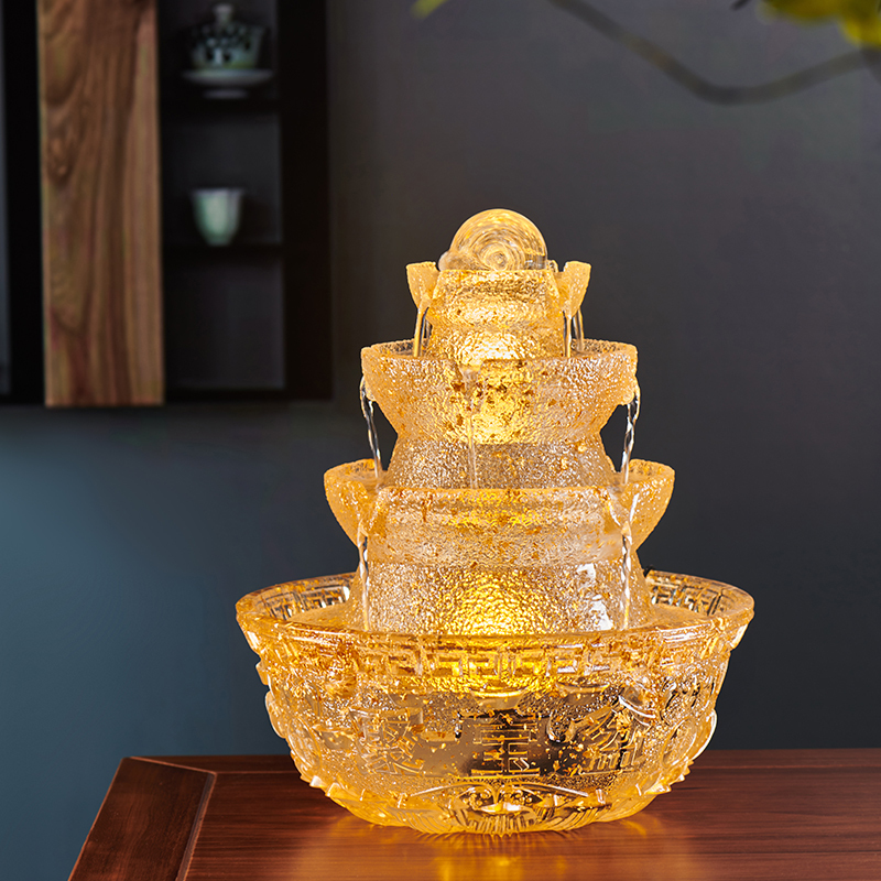 Golden Light Wealth-Bringing Feng Shui Crystal Ball with Flowing Water, Luxury Water Circulation Ornament for Housewarming and Business Opening Ceremony Golden Light Wealth-Bringing Feng Shui Crystal Ball with Flowing Water, Luxury Water Circulation Ornament for Housewarming and Business Opening Ceremony