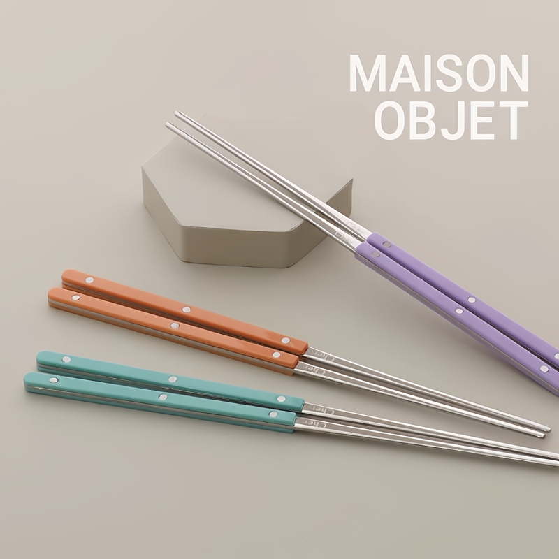 [Korean Original] Korean-Style Cher Chopsticks, Food-Grade 304 Stainless Steel, Pc Eco-Friendly Handle, French-Style Tableware