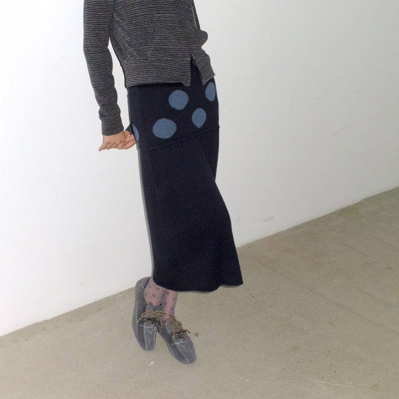 Mito De Dar Wool Knitted Polka Dot Jacquard Lace-Up Retro Stretchy Lazy Winter A-Line Skirt Mito De Dar Wool Knitted Polka Dot Jacquard Lace-Up Retro Stretchy Lazy Winter A-Line Skirt