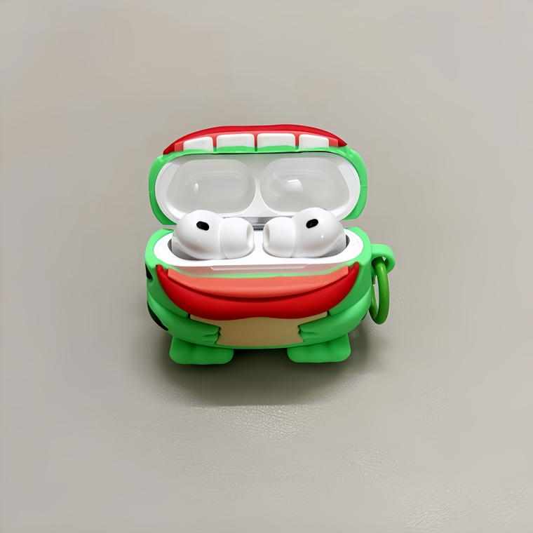 3D Frog Novelty Green Red Animal AirPods Case