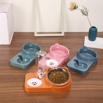 Cat bowl stainless steel lunch box moisture-proof mouth box bowl separate 500ML large capacity automatic water storage panda ears cute