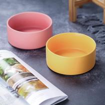 Cross-border Amazon high bowl integrated bamboo and wooden stand drinking bowl anti-knock neck protection double bowl cat ceramic bowl