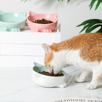 Cat Bowl Ceramic Cat Food Bowl Protects Cervical Vertebral Slope Pet Supplies Tall Bowl Cat Food Water Basin Dog and Cat Rice Bowl