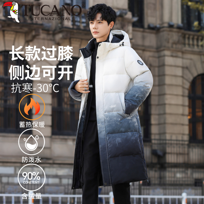 Woodpecker 2026 Winter New down Jacket for Young Men, Long Over-The-Knee Korean Style Gradient Thickened White Duck down Coat Woodpecker 2026 Winter New down Jacket for Young Men, Long Over-The-Knee Korean Style Gradient Thickened White Duck down Coat