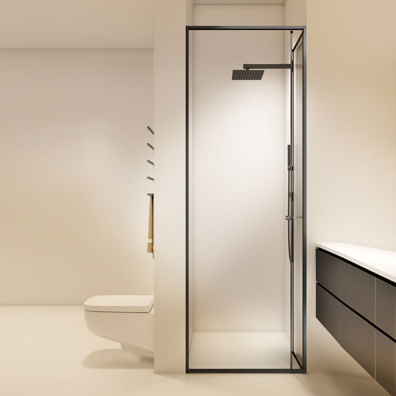 One-Line Folding Shower Room for Small Bathrooms, Fully Enclosed Glass Partition, Extremely Narrow Frame Sliding Door