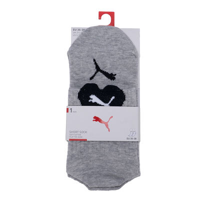 PUMA grey women's mid-calf socks with heart design, genuine for women's casual, breathable and running