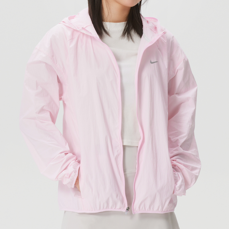 Nike Women's Spring Sportswear Woven Running Hooded Cardigan Jacket Outdoor Comfortable Breathable Jacket