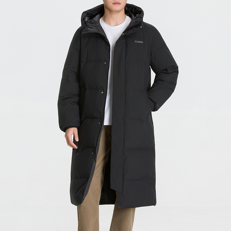 Adidas 2026 Winter Men's Sportswear Long Duck down Jacket Hooded Warm Outdoor Casual Jacket