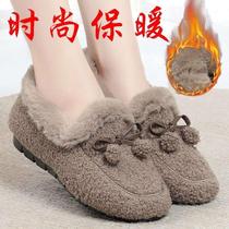 Thick velvet and warm womens beanie cotton shoes lazy slip-on furry shoes womens shoes winter outer wear winter pregnant women