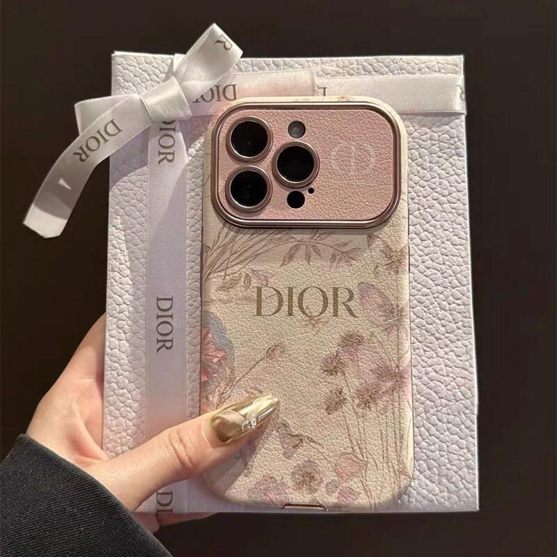 Trendy Brand Dr Floral Electroplating Suitable for iPhone 17 Pro Max Protective Case Soft Shell Apple 16 Pro Max Full Coverage Anti-Drop 14 Phone Case Luxury Creative 15 Pro Max High-End Women's Genuine Leather