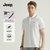 jeep mens new short-sleeved t-shirt summer new lapel pure cotton casual business simple polo shirt for men