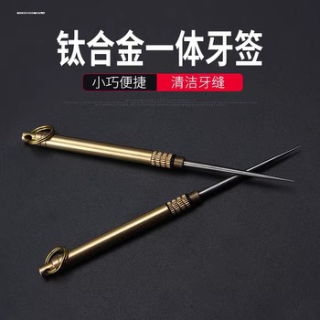 Tc4 Titanium Alloy Integrated Toothpick, Outdoor Portable Waterproof Multifunctional Single-Headed Pointed Fruit Pick