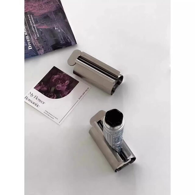 [Large Stainless Steel]Automatic Toothpaste Dispenser Lazy Person's Facial Cleanser Press Toothpaste Clip Toothpaste Squeezer